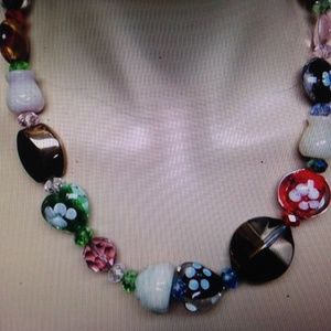 Stunning, Chunky Multi Color Art Glass Beads, 20in